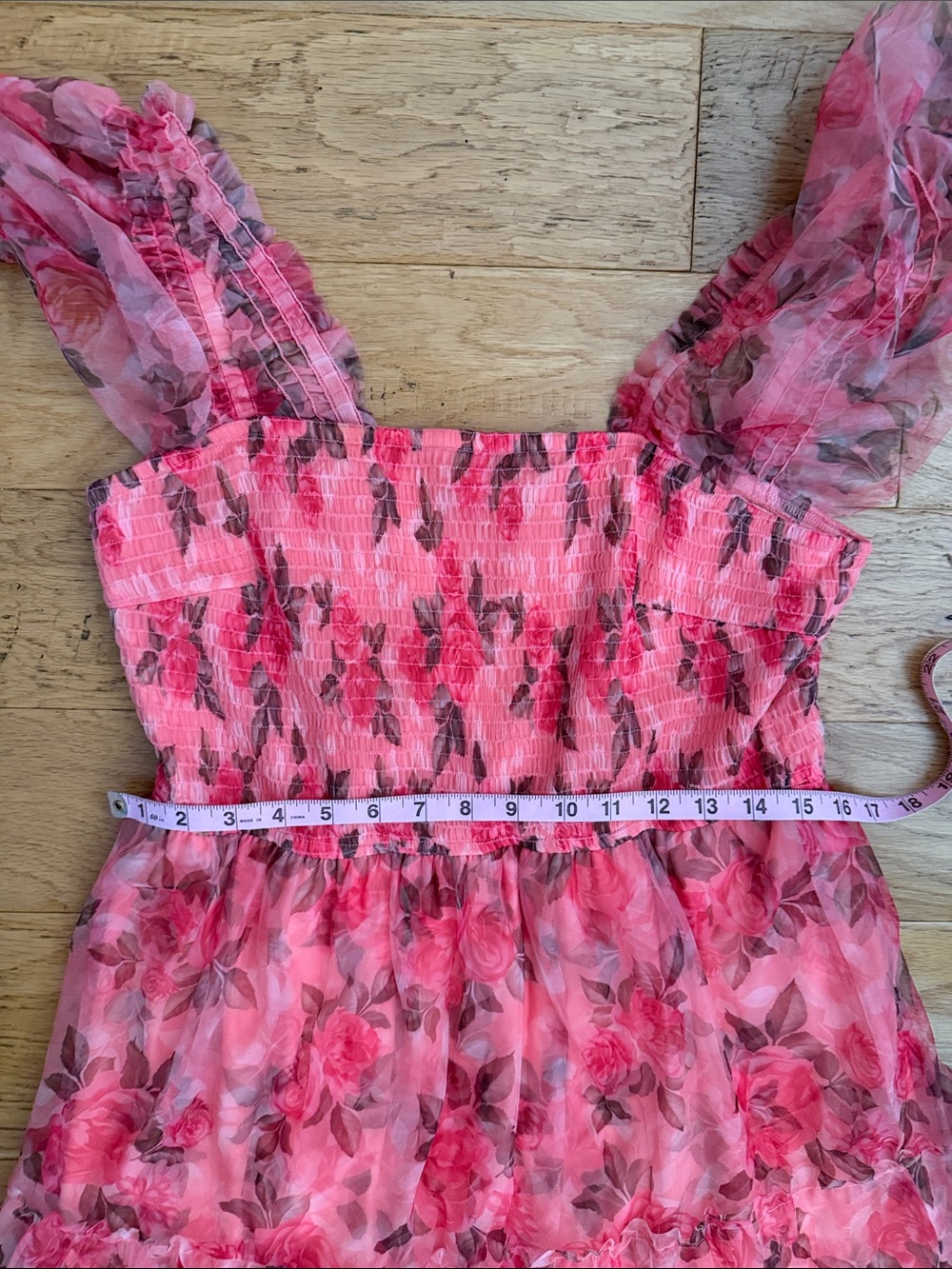 NWOT - L - PRETTY GARDEN - Pink Floral Tiered Maxi Dress - Picture 7 of 9